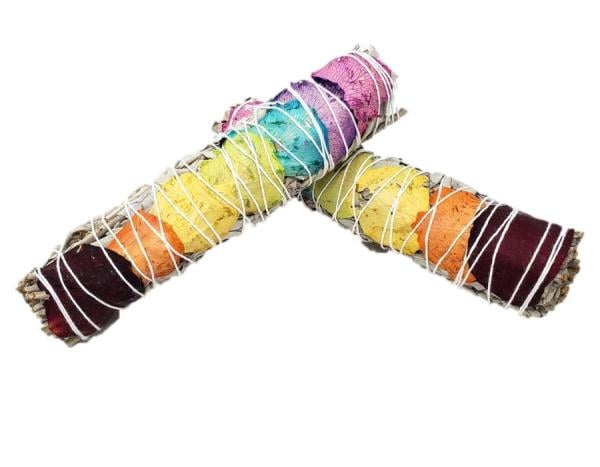 7-Chakra White Sage Smudging Herbs with 7 Color Rose Petals -1 Bundle