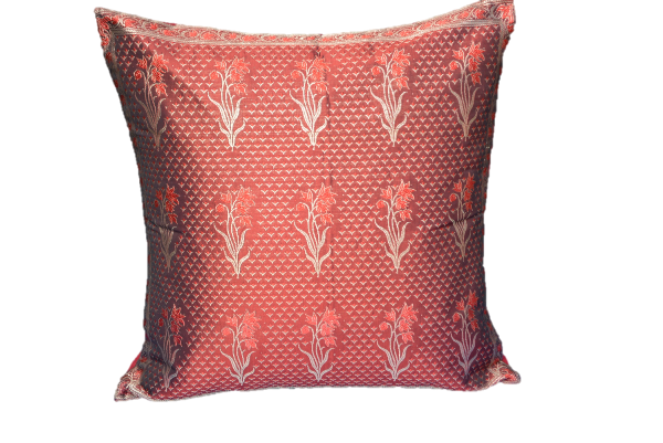 OMTX3108-RedBrocade Handwoven Red Brocade Holiday Decorative Throw Pillow Case