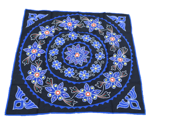 Picture of OMSutra OMTX3122-BlkB Mandala Applique Boho Tapestry for Wallhanging Decor - Black & Blue