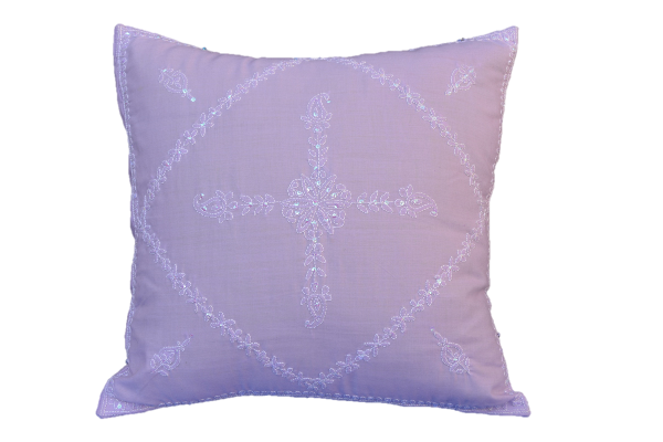 OMTX3122-LavenderSequins Hand Embroidered Sequins Decorative Lavender Throw Pillow
