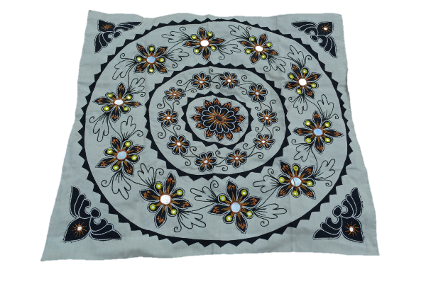 Picture of OMSutra OMTX3126-WBlk Mandala Applique Boho Tapestry for Wallhanging Decor - White & Black
