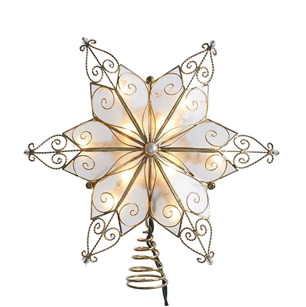 10-Light 6-Point Capiz Star Treetop