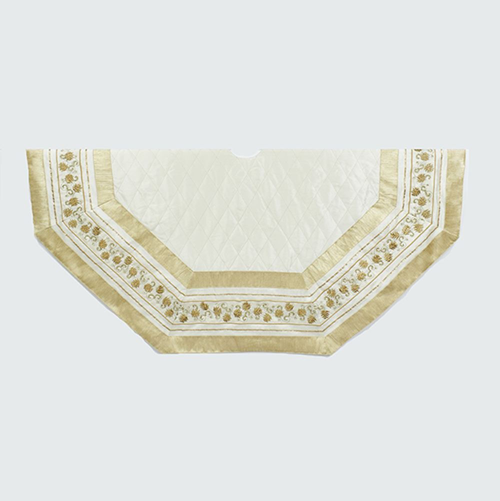 Treeskirt with Gold Pinecones, Ivory - 54 in.