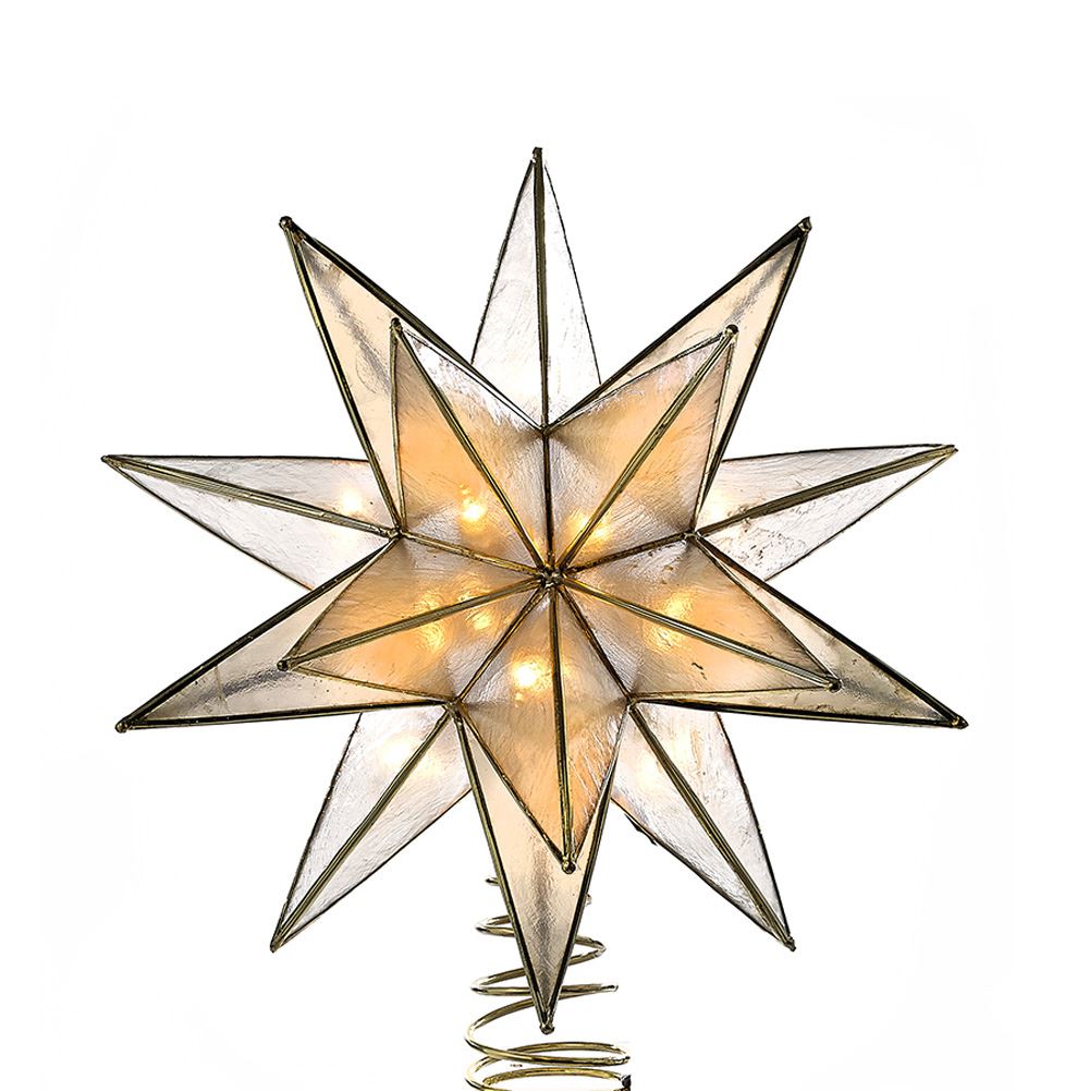 10-Light 15-Point Gold Sputnik Capiz Treetop