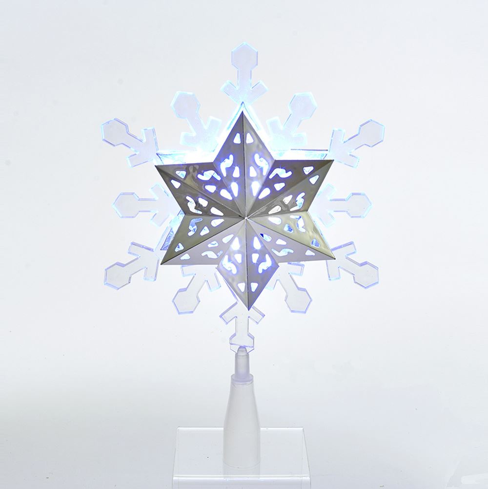 Picture of Kurt S. Adler JEL0306 LED Rotating Snowflake Treetop&#44; Blue & White - 9 in.