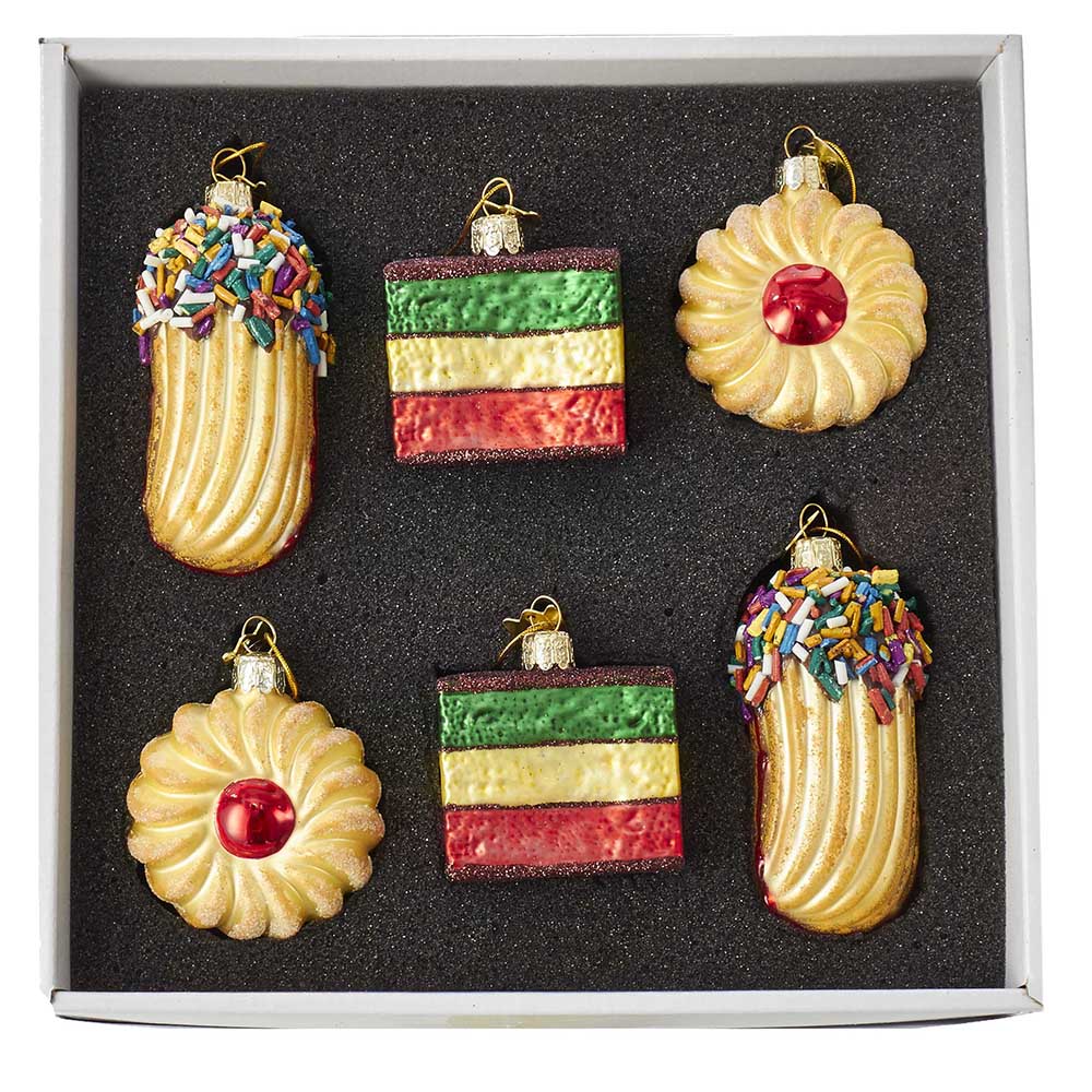 Noble Gems Cookie Glass Christmas Ornaments Set, 6 Piece