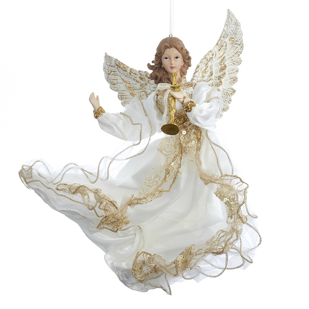 12 in. Ivory & Gold Angel Christmas Ornaments
