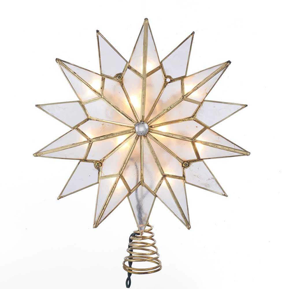 Capiz Double Tip Star with Center Gem Christmas Treetop