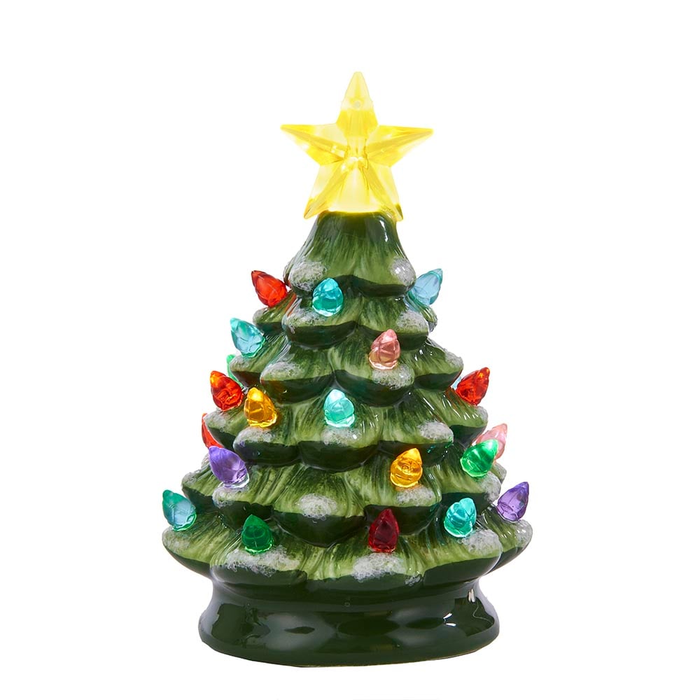 Battery Operated LED Ceramic Green Christmas Tree