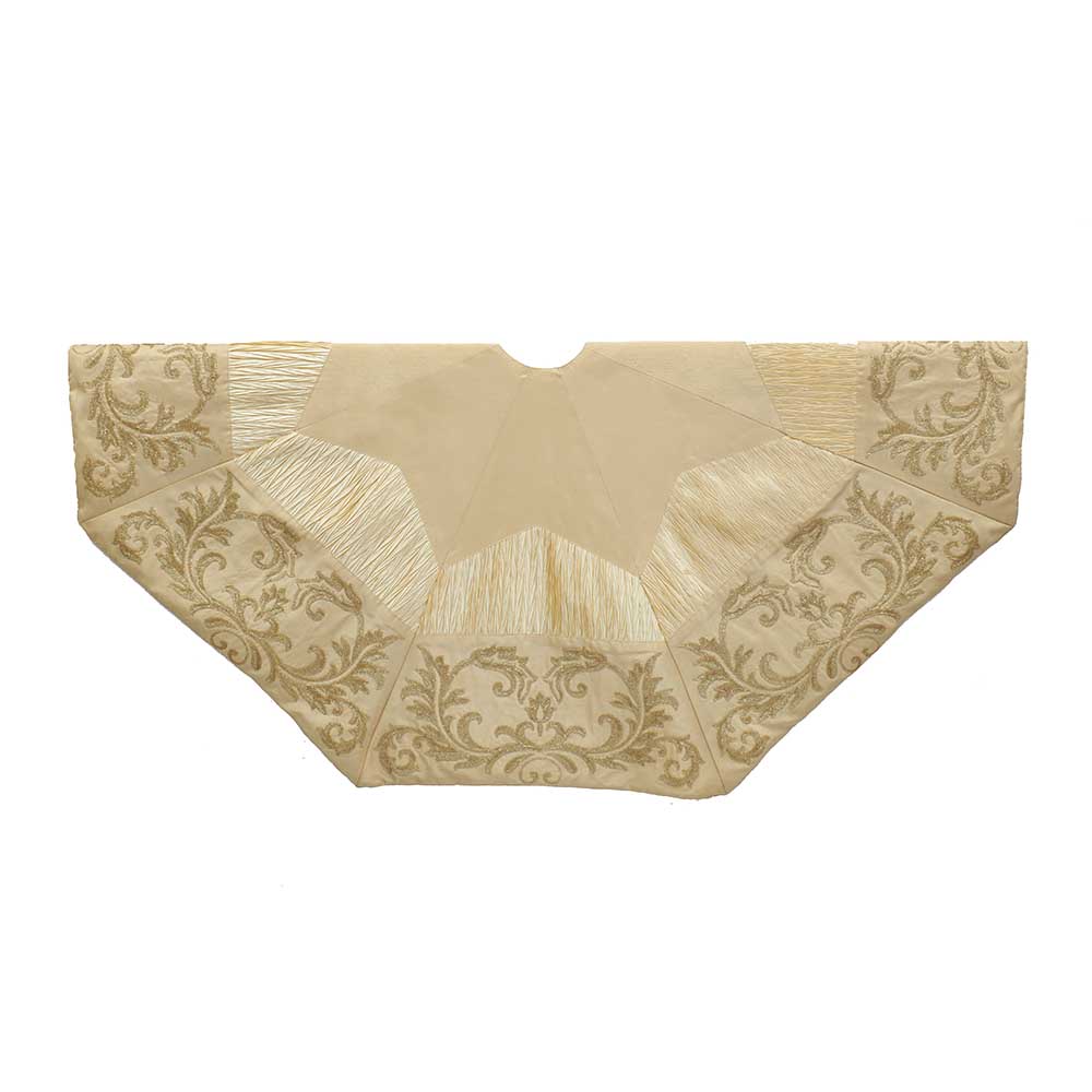 Kurt S. Adler TS0205 50 in. Gold & Ivory Sequin Tree Skirt