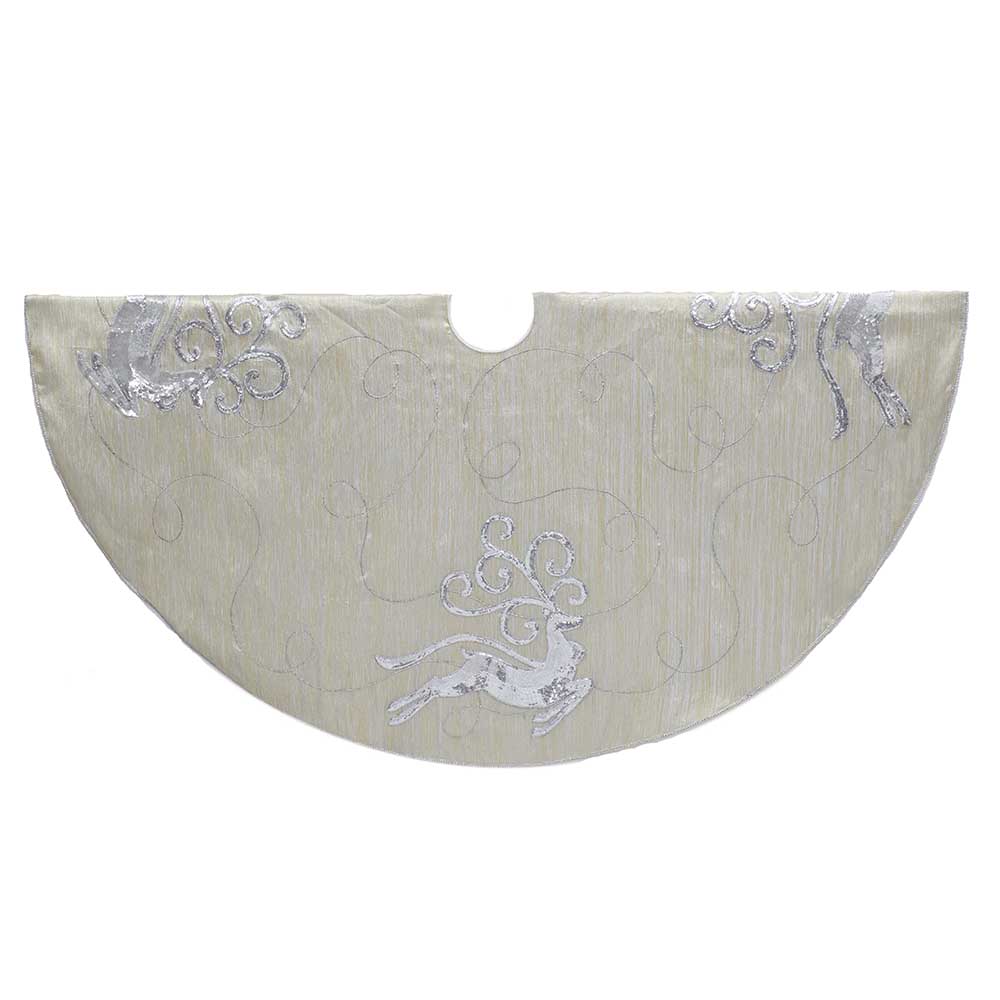 50 in. Light Gold Tree Skirt with Reindeer
