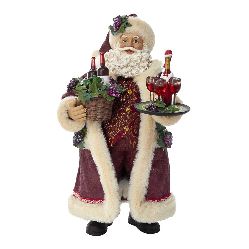 11.5 in. Fabrich Santa with Wine Basket