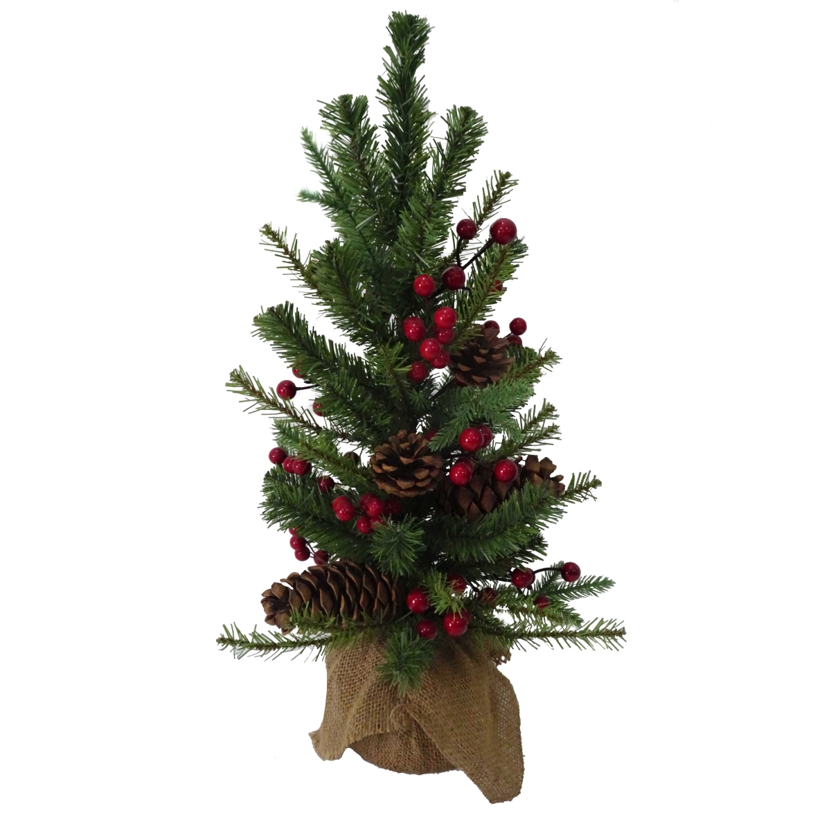 24 in. Red Berries & Pinecones Tree