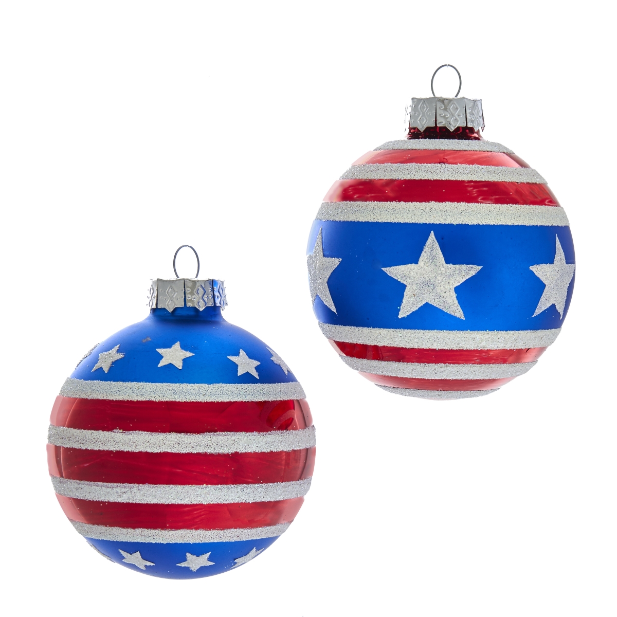 80 mm Red, White & Blue Stars & Stripes Glass Ball Ornaments - 6 Piece -  SeasonSuprise, SE2606357