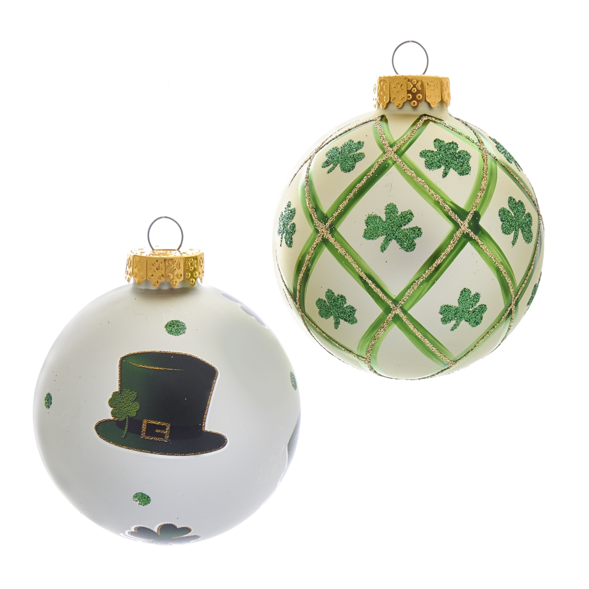 80 mm Silver & Light Green St. Patrick Glass Ball Ornaments, 6 Piece -  SeasonSuprise, SE2446115