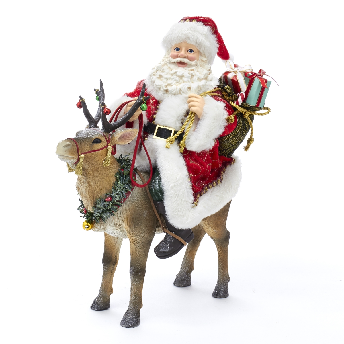 11.5 in. Fabrich Santa on Reindeer