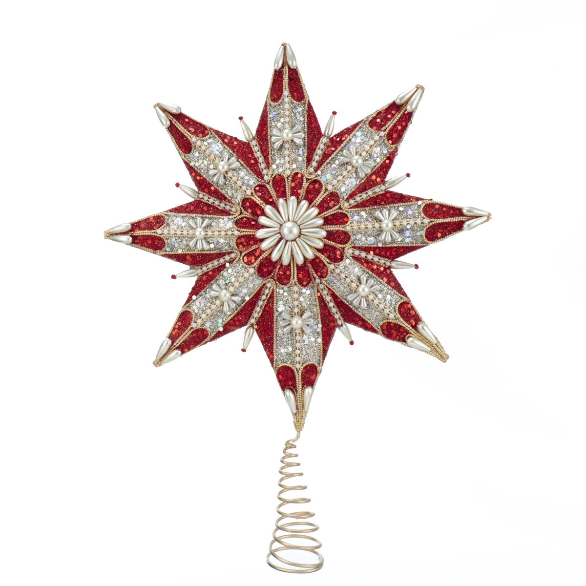 Picture of Kurt S. Adler S4394 16.5 in. 8 Point Ruby & Platinum Star Treetop
