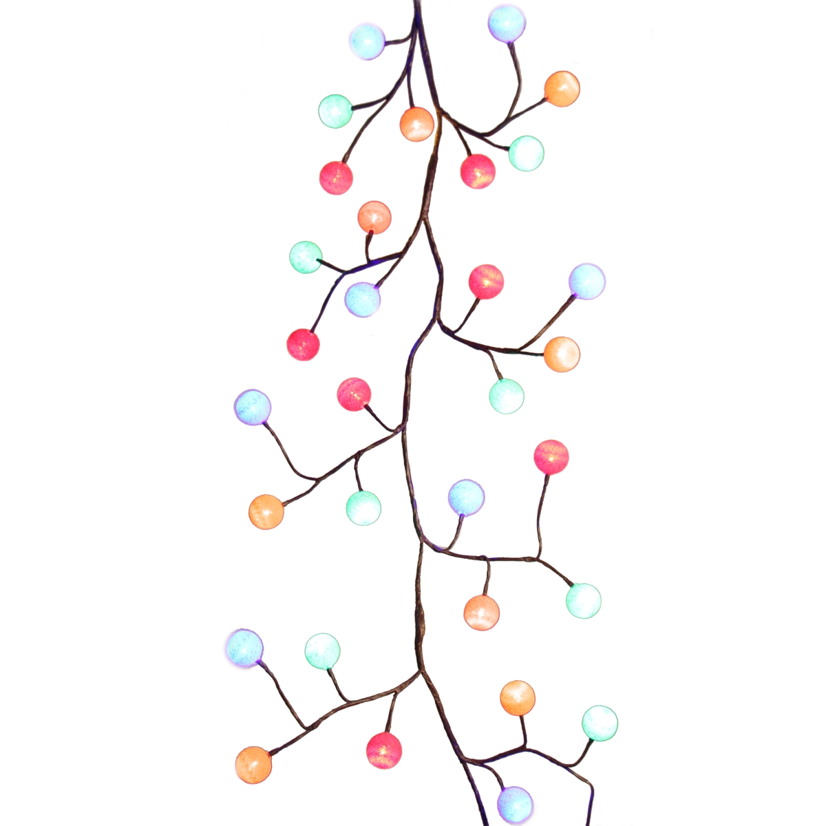 6 ft. 48-Light LED Brown Garland with Cotton Ball