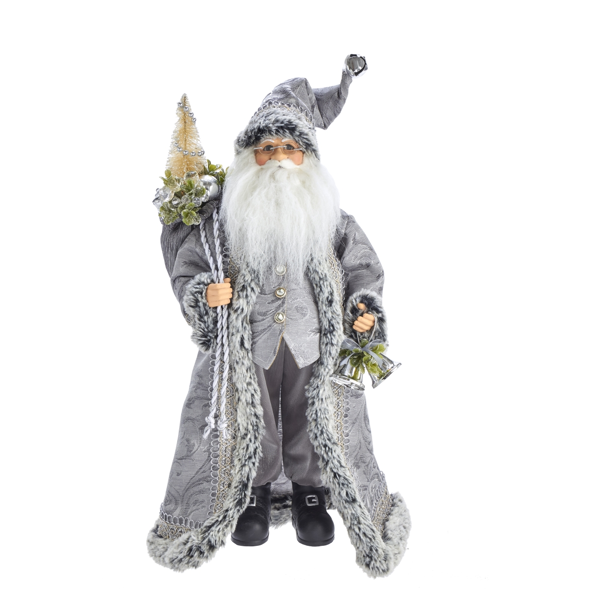 18 in. Kringle Klaus Silver Santa