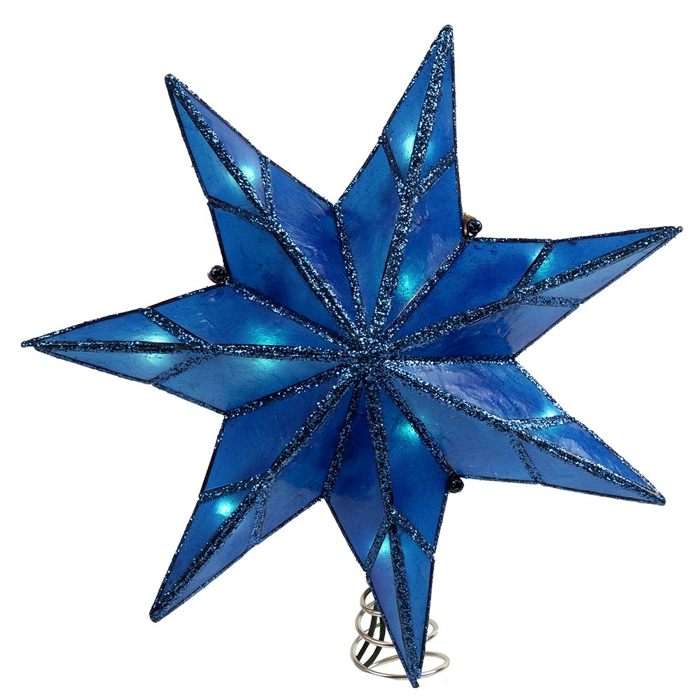 Kurt S. Adler UL3154 10-Light 7 Point Blue Capiz Star Treetop