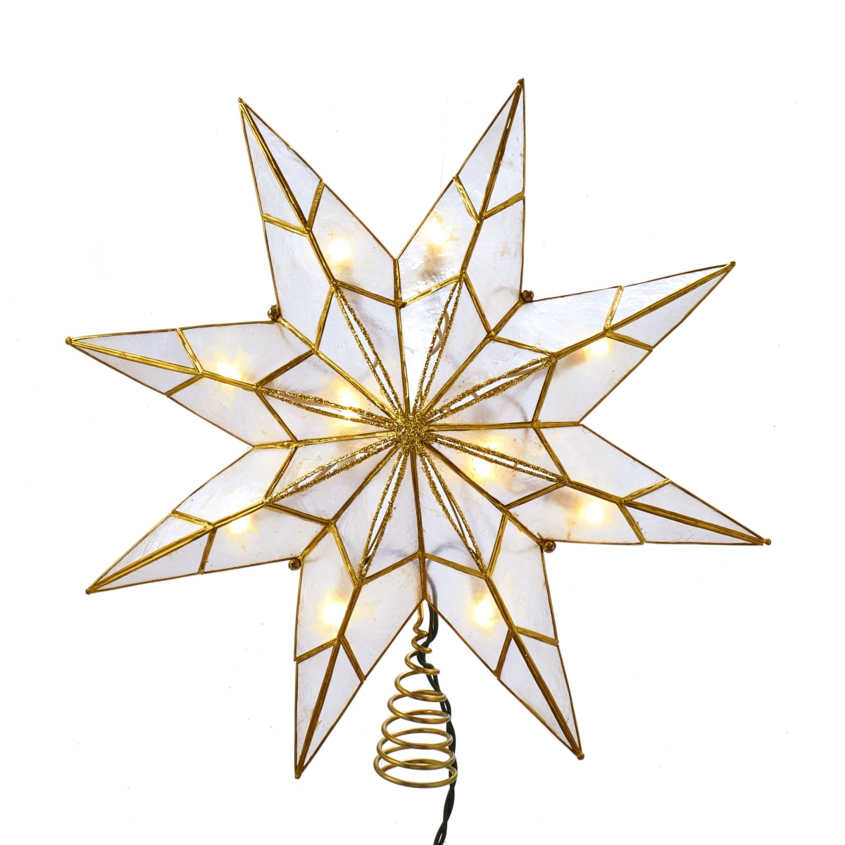 Kurt S. Adler UL3149 10-Light 8 Point Gold Capiz Star Treetop