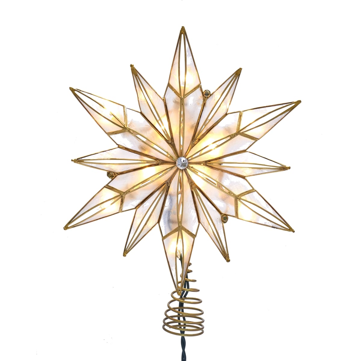 10-Light 12 Point Capiz Star & Center Gem Treetop