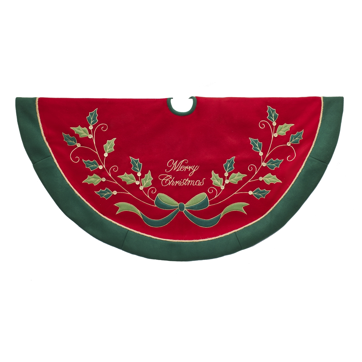 48 in. Red & Green with Holly Tree Skirt