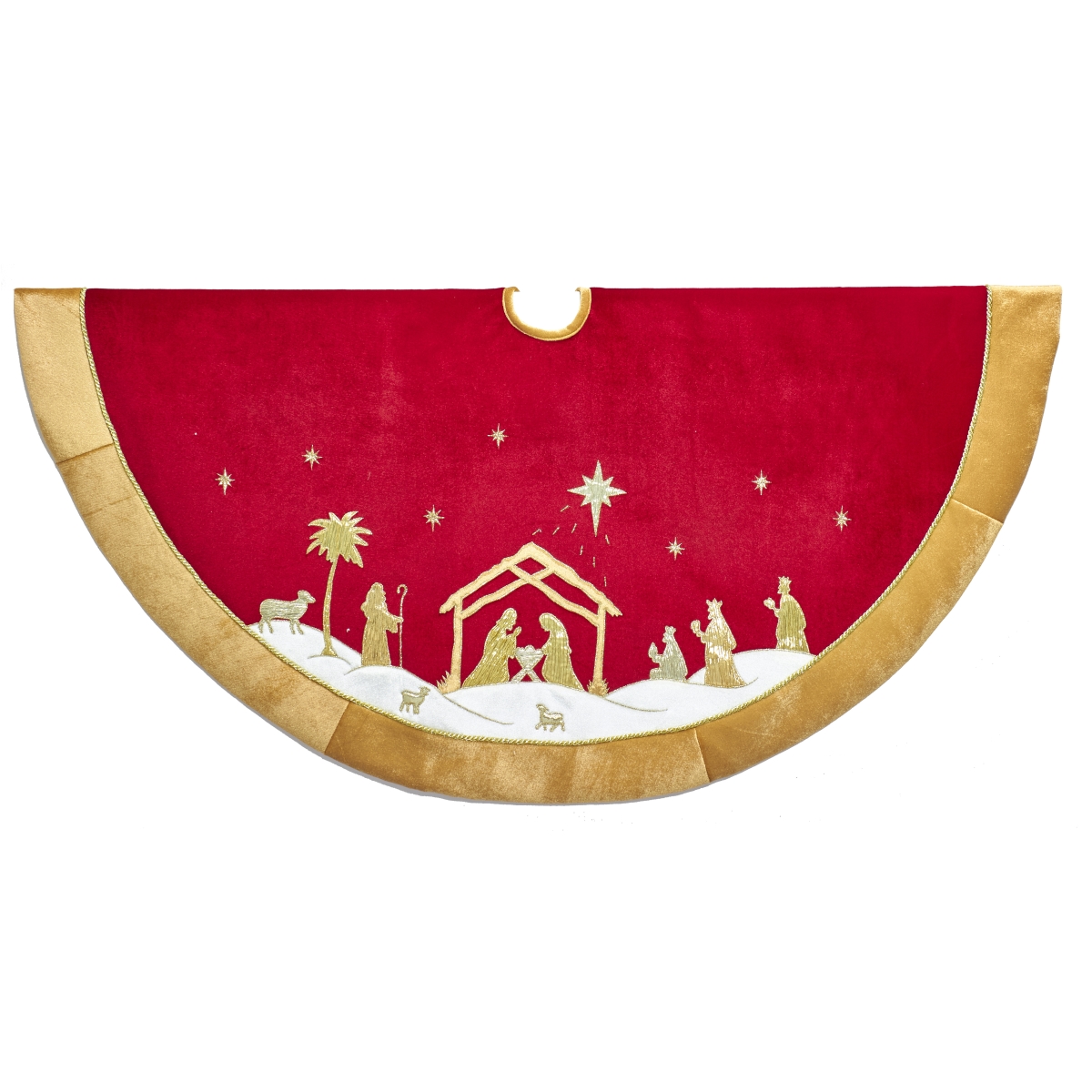 48 in. Red & Gold Religious Tree Skirt