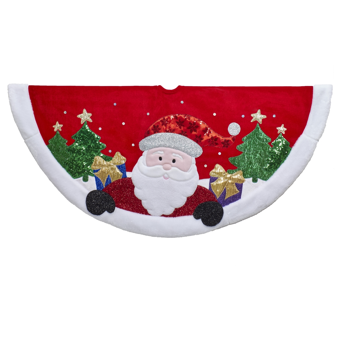 48 in. Red & White Applique Santa Tree Skirt