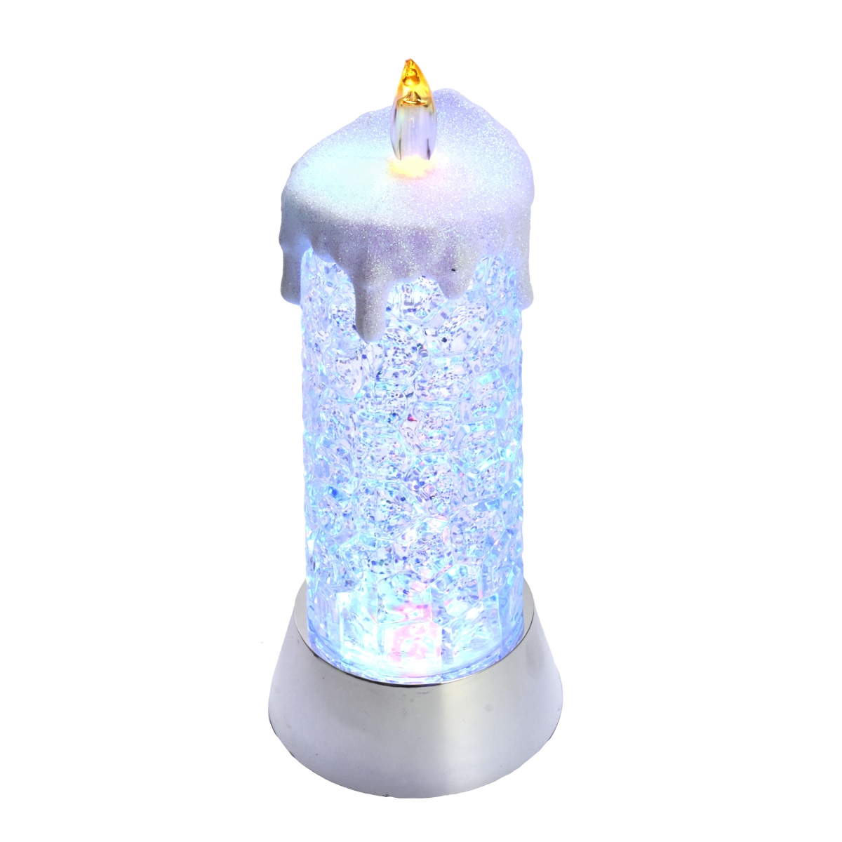 9.25 in. Battery-Operated Color Changing Snowing Candle