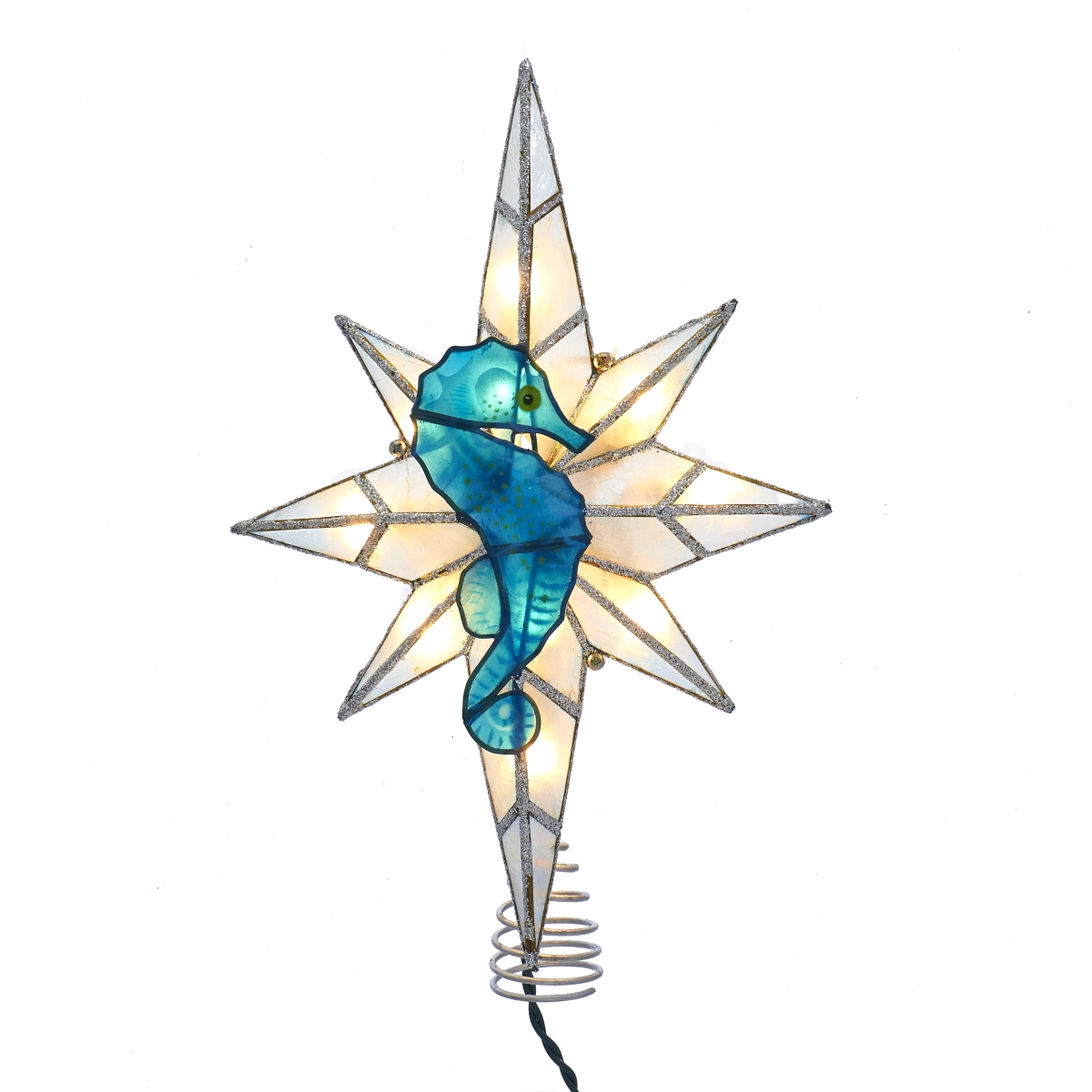 Kurt S. Adler UL3155 10-Light Capiz Bethleham Star with Seahorse Treetop