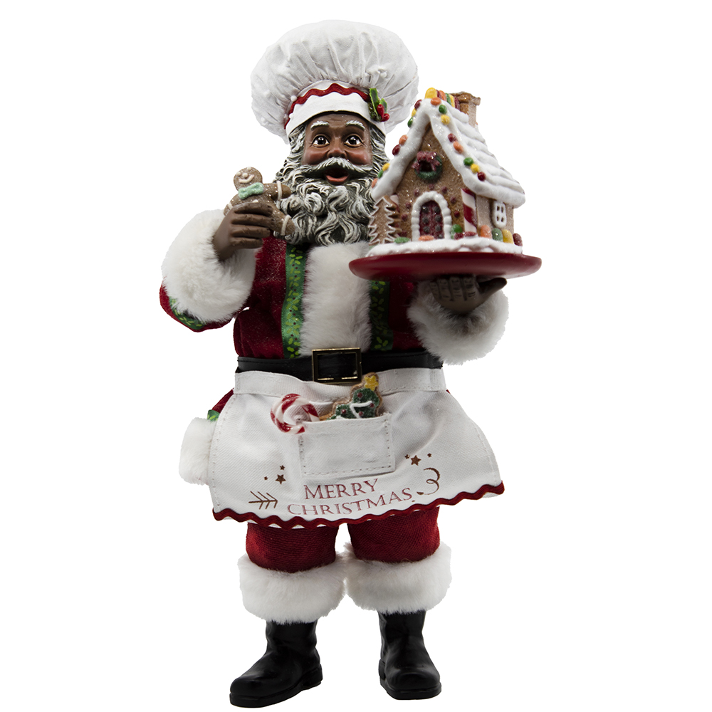 Kurt S. Adler FA0143 10.5 in. Fabrich Black Chef Santa