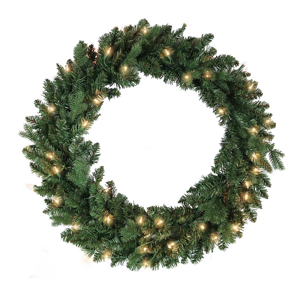 30 in. Pre-Lit Clear Jackson Pine Wreath