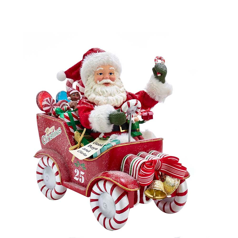 8.5 in. Fabrich Musical Santa in Candy Car