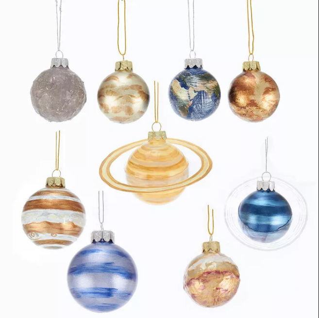 50-70 mm Planet Solar System Christmas Ornament Set - 9 Piece