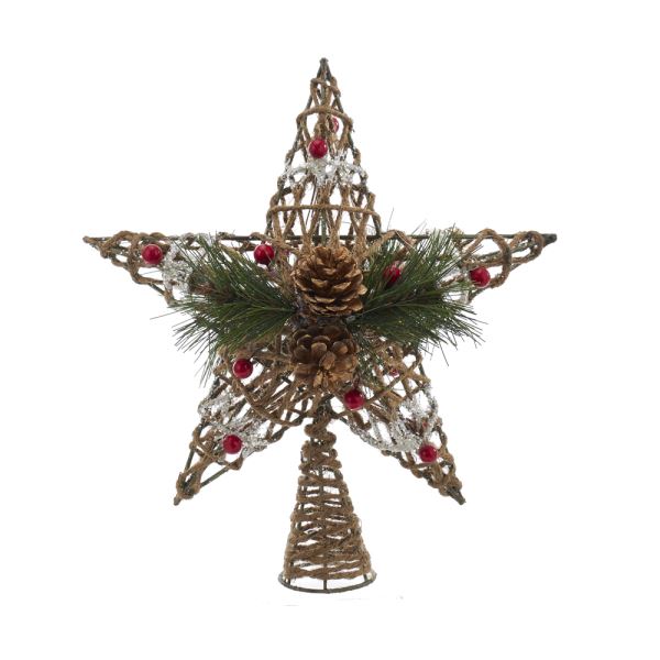 Picture of Kurt S. Adler D3678 11 in. Natural Star with Pinecones Treetop