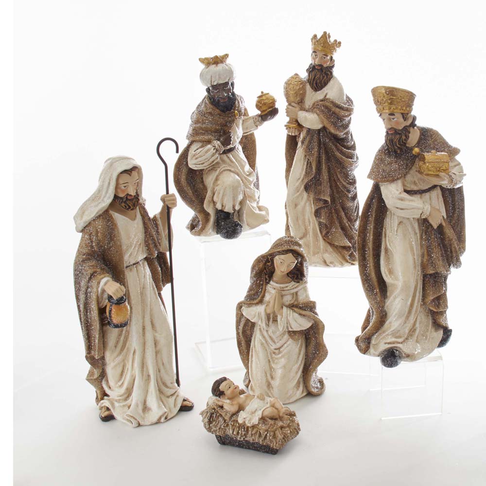 13 in. Glittered Nativity Set - 6 Piece