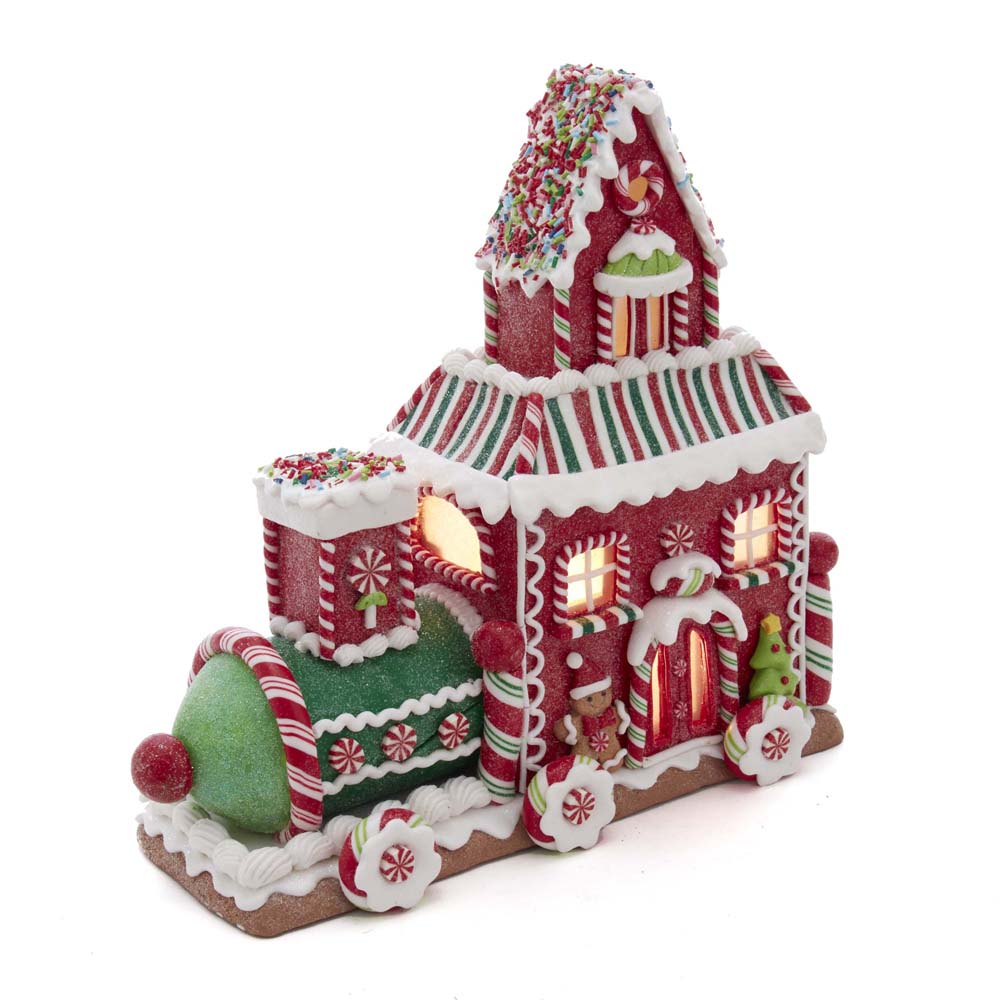 10.5 in. Gingerbread Train House with LED Lights