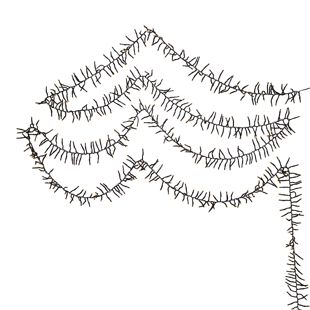 CUL 1000-Light 33 ft. Cluster Garland with Warm White 3 mm LED Bulbs