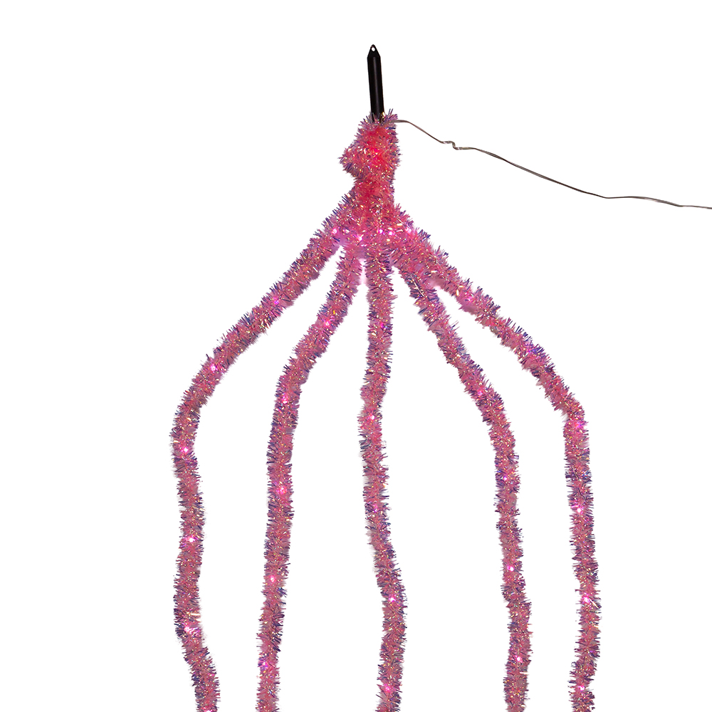 Kurt S. Adler AD1001PP 6.5 ft. Pink Iridescent Tinsel Cascade Light Set