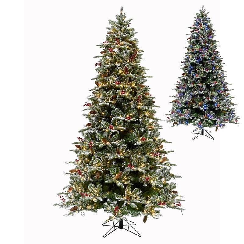 Kurt Adler TR2376 7 ft. Spruce Breckenridge Artificial Christmas Tree with 700 Lights, Multi Color & Green -  kurt S Adler Inc