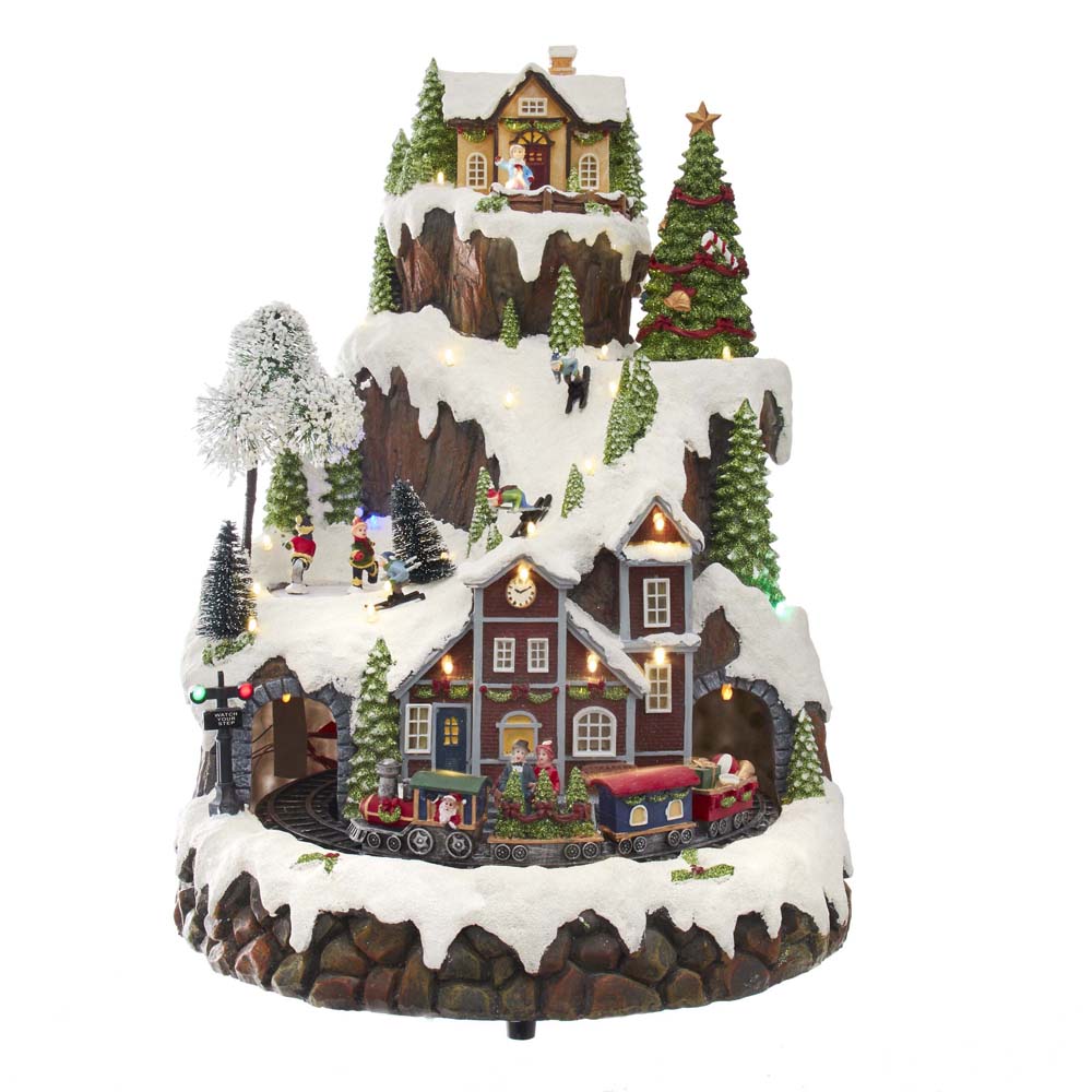 17 in. Musical LED Village on Mountain Table Piece