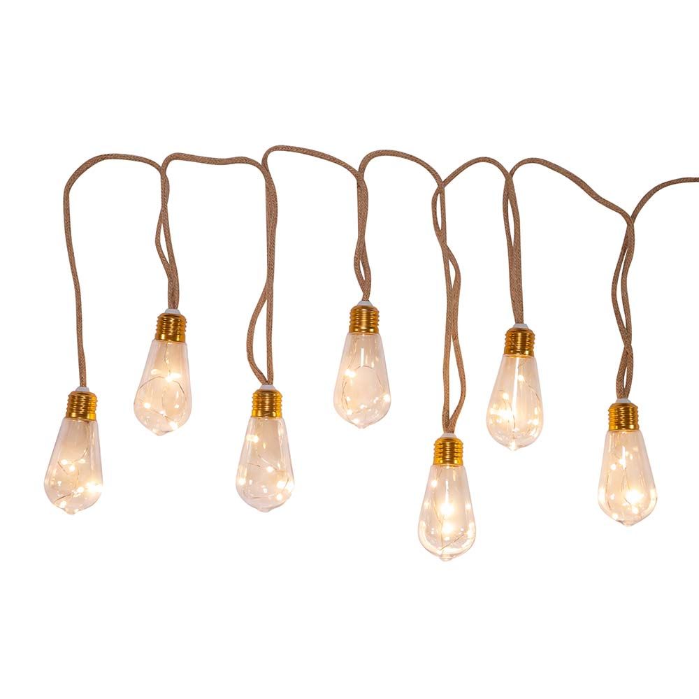 35-Light 7 Piece Super Bright LED Vintage Bulb Burlap Lights