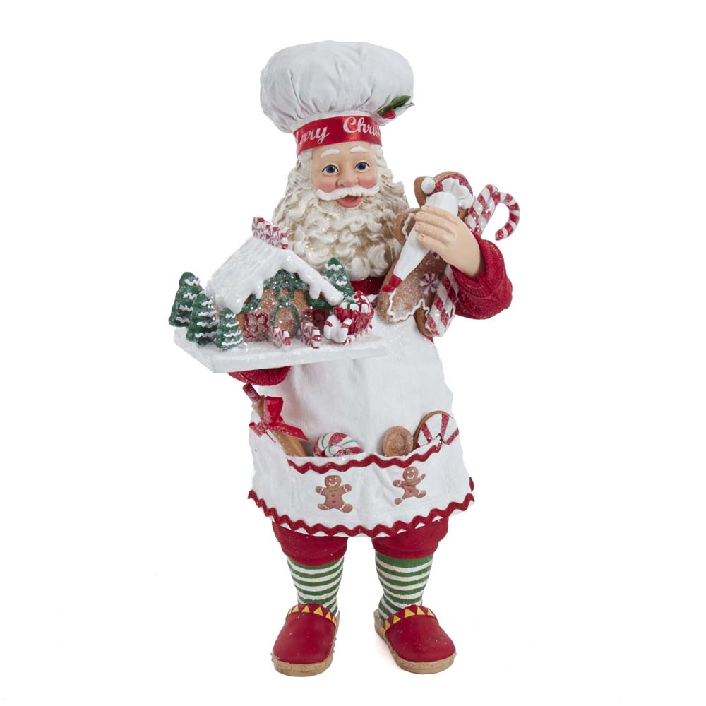 10.5 in. Fabrich Gingerbread Chef Santa