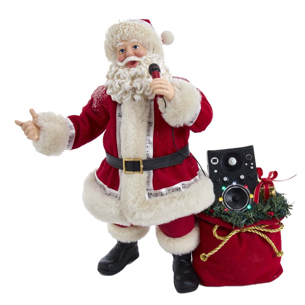 Kurt S. Adler JEL1202 10.5 in. Battery-Operated Fabriche Musical Karaoke Santa