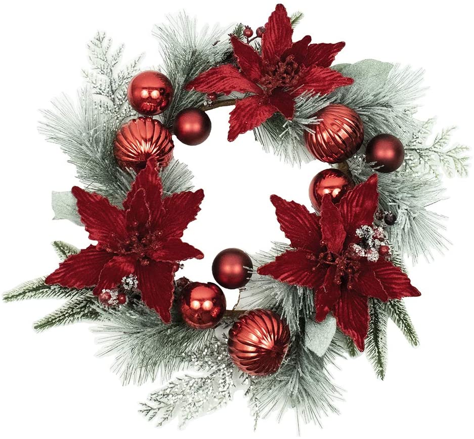 20 in. Wreath with Red Berries & Poinsettia