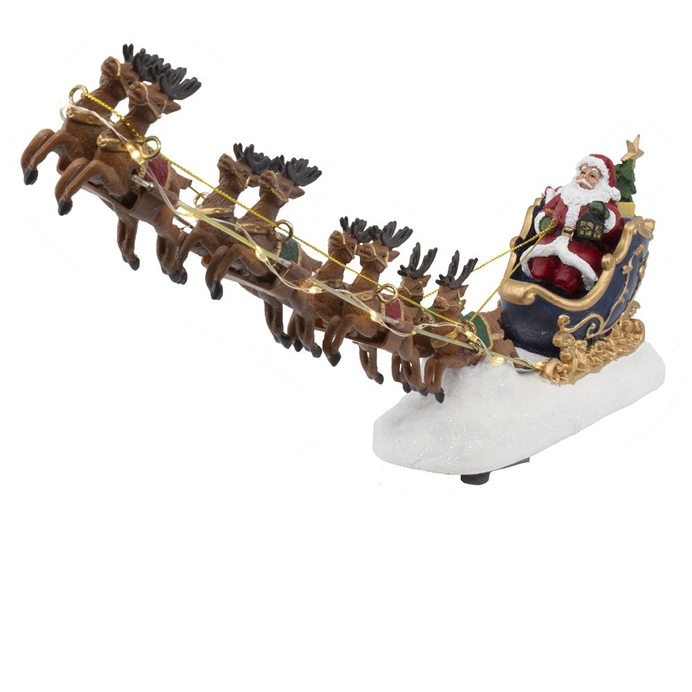 7 in. Battery-Operated LED Santa with Sleigh Table Piece