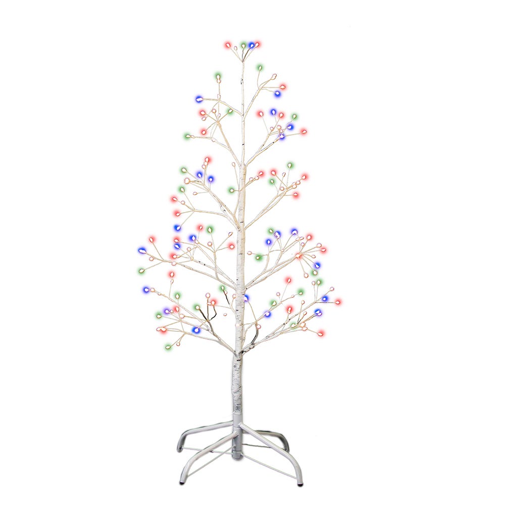 3 ft. White Birch Twig Tree with Multi Color 8-Function Lights