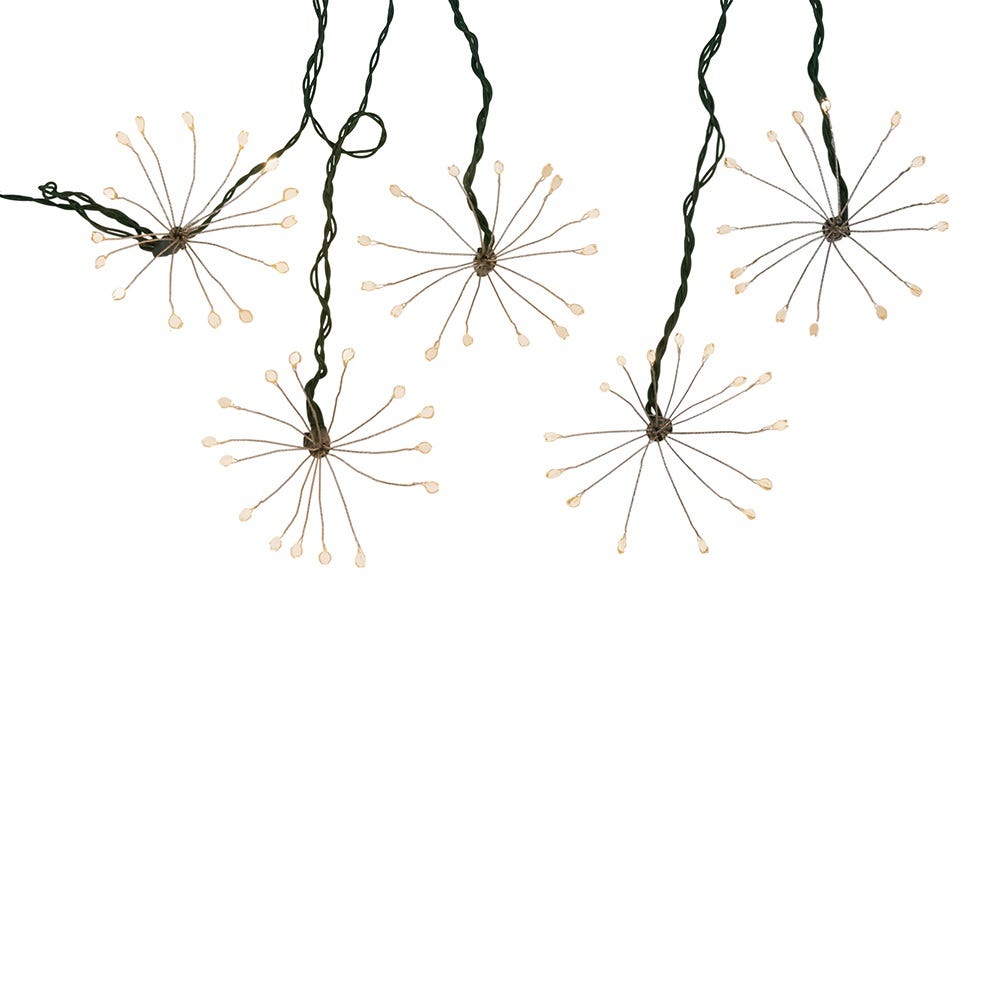 75-Light Cluster Burst Classic Superbright LED Light Set with Wire, Green & White