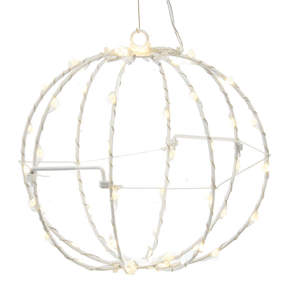 Kurt Adler AD1019WW 8 in. LED Foldable Metal Sphere, Warm White